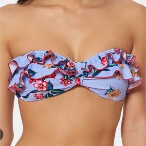 Jessica simple ruffle bandeau lavender floral bikini